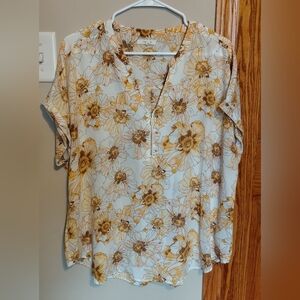 Maurices Yellow and Brown Floral Blouse